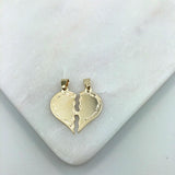 18K Gold Layered Double Pendant Heart Shape Cut In Two Half 31.0078