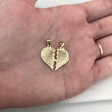 18K Gold Layered Double Pendant Heart Shape Cut In Two Half 31.0078