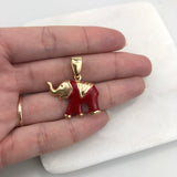 18K Gold Layered Enamel Elephant Figure Pendant 31.0080/1/2/3