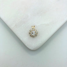 Load image into Gallery viewer, 18K Gold Layered Colored Rhinestone Center with Clear CZ Flower Design Pendant 31.0082/1/2/3
