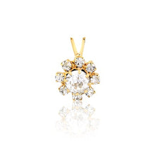 Load image into Gallery viewer, 18K Gold Layered Colored Rhinestone Center with Clear CZ Flower Design Pendant 31.0082/1/2/3
