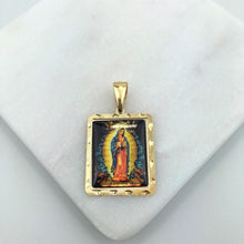 Load image into Gallery viewer, 18K Gold Layered Enamel Our Lady of Guadalupe Square Medal Pendant 31.0089/17
