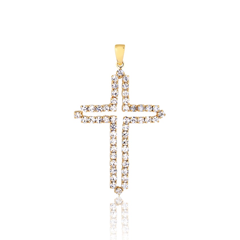 18K Gold Layered Clear Cubic Zirconia Holy Cross Pendant 31.0093/1
