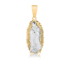Load image into Gallery viewer, 18K Gold Layered Two Tone Texturized Our Lady of Guadalupe Oval Pendant 31.0095
