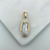 18K Gold Layered Two Tone Texturized Our Lady of Guadalupe Oval Pendant 31.0095