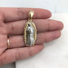 Load image into Gallery viewer, 18K Gold Layered Two Tone Texturized Our Lady of Guadalupe Oval Pendant 31.0095
