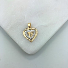 Load image into Gallery viewer, 18K Gold Layered Two Tone Cut Out Heart Shape 15th Birthday Quinceañera Pendant 31.0097
