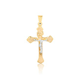 18K Gold Layered Two Tone Jesus Cross Pendant 31.0102