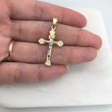 18K Gold Layered Two Tone Jesus Cross Pendant 31.0102