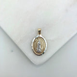 18K Gold Layered 31mm Two Tone Our Lady of Guadalupe Oval Medal Pendant 31.0114