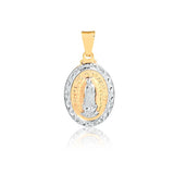 18K Gold Layered 31mm Two Tone Our Lady of Guadalupe Oval Medal Pendant 31.0114