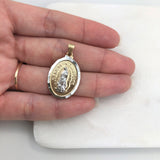 18K Gold Layered 31mm Two Tone Our Lady of Guadalupe Oval Medal Pendant 31.0114