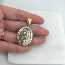 Load image into Gallery viewer, 18K Gold Layered 42mm Two Tone Our Lady of Guadalupe Oval Medal Pendant 31.0115
