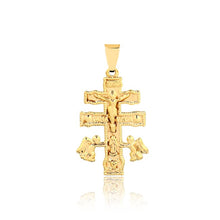 Load image into Gallery viewer, 18K Gold Layered 42mm Texturized Caravaca Cross Pendant 31.0118
