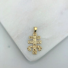 Load image into Gallery viewer, 18K Gold Layered 42mm Texturized Caravaca Cross Pendant 31.0118
