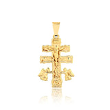 18K Gold Layered 42mm Texturized Caravaca Cross Pendant 31.0118