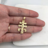 18K Gold Layered 42mm Texturized Caravaca Cross Pendant 31.0118