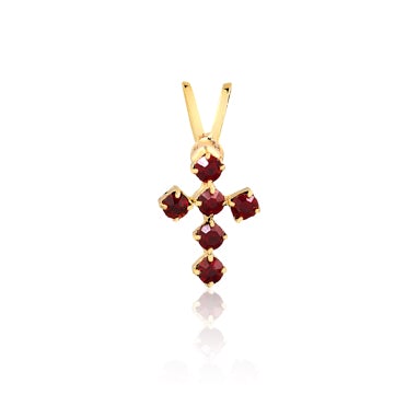 18K Gold Layered 14mm Red Cubic Zirconia Holy Cross Pendant 31.0123/3