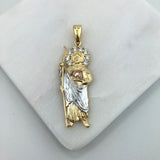 18K Gold Layered 61mm Clear CZ Tri-Tone Saint Judas Pendant (Bulto) 31.0127/1