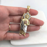 18K Gold Layered 61mm Clear CZ Tri-Tone Saint Judas Pendant (Bulto) 31.0127/1