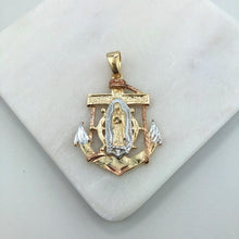Load image into Gallery viewer, 18K Gold Layered Tri-Tone Anchor Our Lady of Guadalupe Pendant 31.0130
