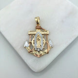 18K Gold Layered Tri-Tone Anchor Our Lady of Guadalupe Pendant 31.0130