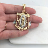 18K Gold Layered Tri-Tone Anchor Our Lady of Guadalupe Pendant 31.0130