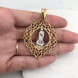 18K Gold Layered Two-Tone Cut Out Design Our Lady of Guadalupe Pendant 31.0131