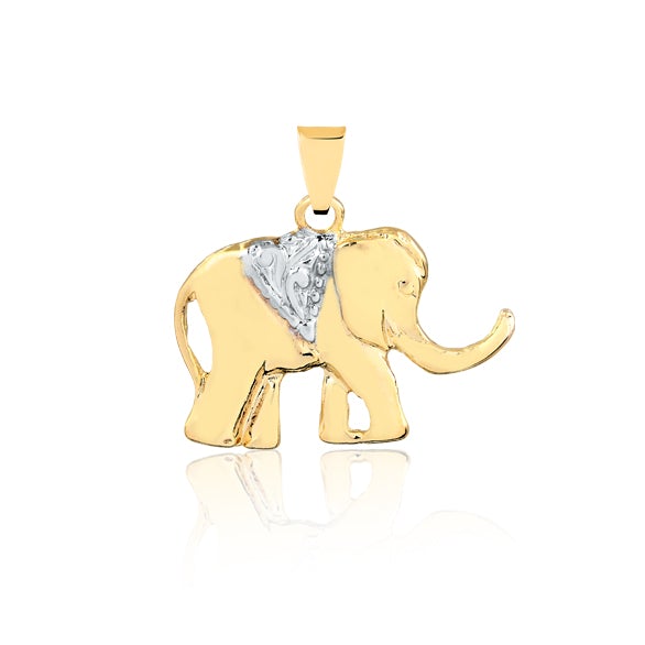 18K Gold Layered Two-Tone Elephant Shape Pendant 31.0134