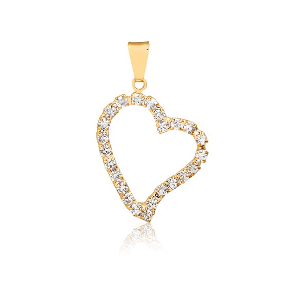 18K Gold Layered Clear Cubic Zirconia Heart Shape Design Pendant 31.0202